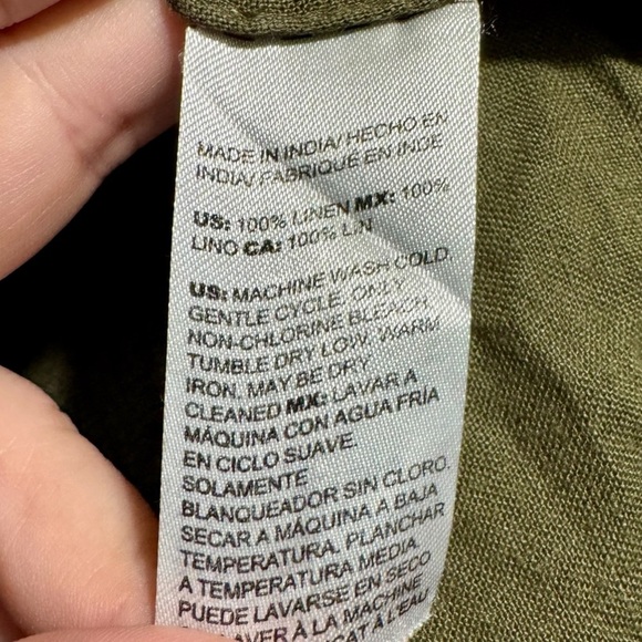 Chico’s 100% Linen Short Cuffed Sleeve Boxy Boho Lagenlook Keyhole Back Blouse - Picture 13 of 13